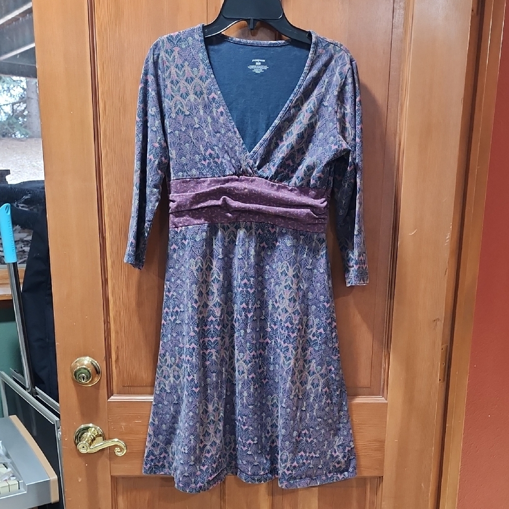 Patagonia Purple Patterned 3/4 Sleeve Dress